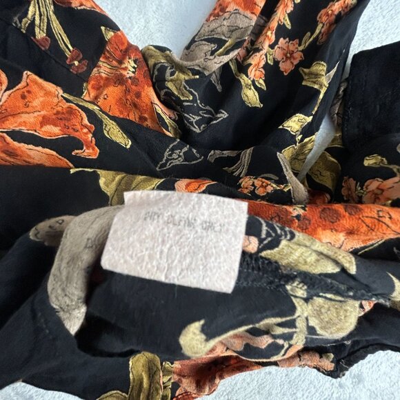 Carole Little Womens Floral Button-Up Blouse Size 14 Black Rayon Long Sleeve - Picture 6 of 9